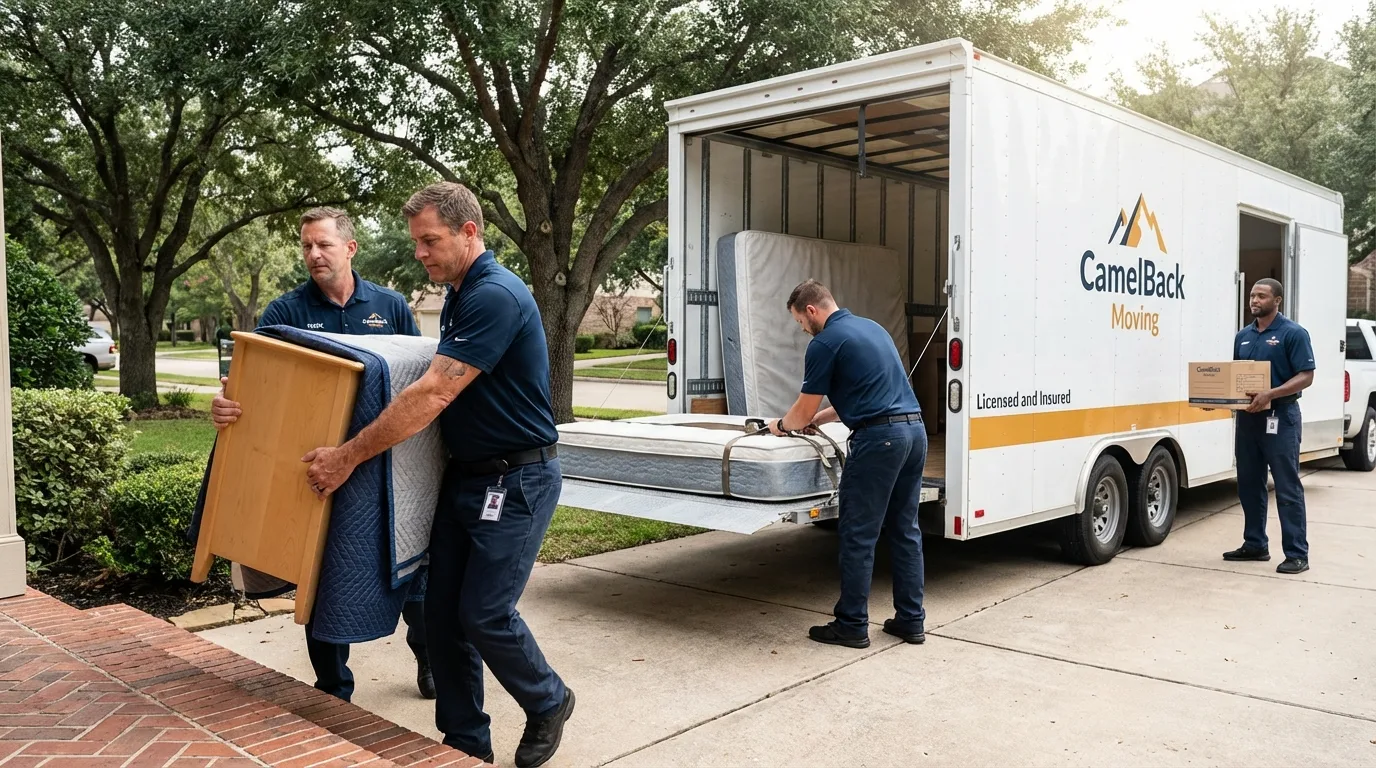 Crew loading residential truck for cross-state move from Pine Mountain, GA