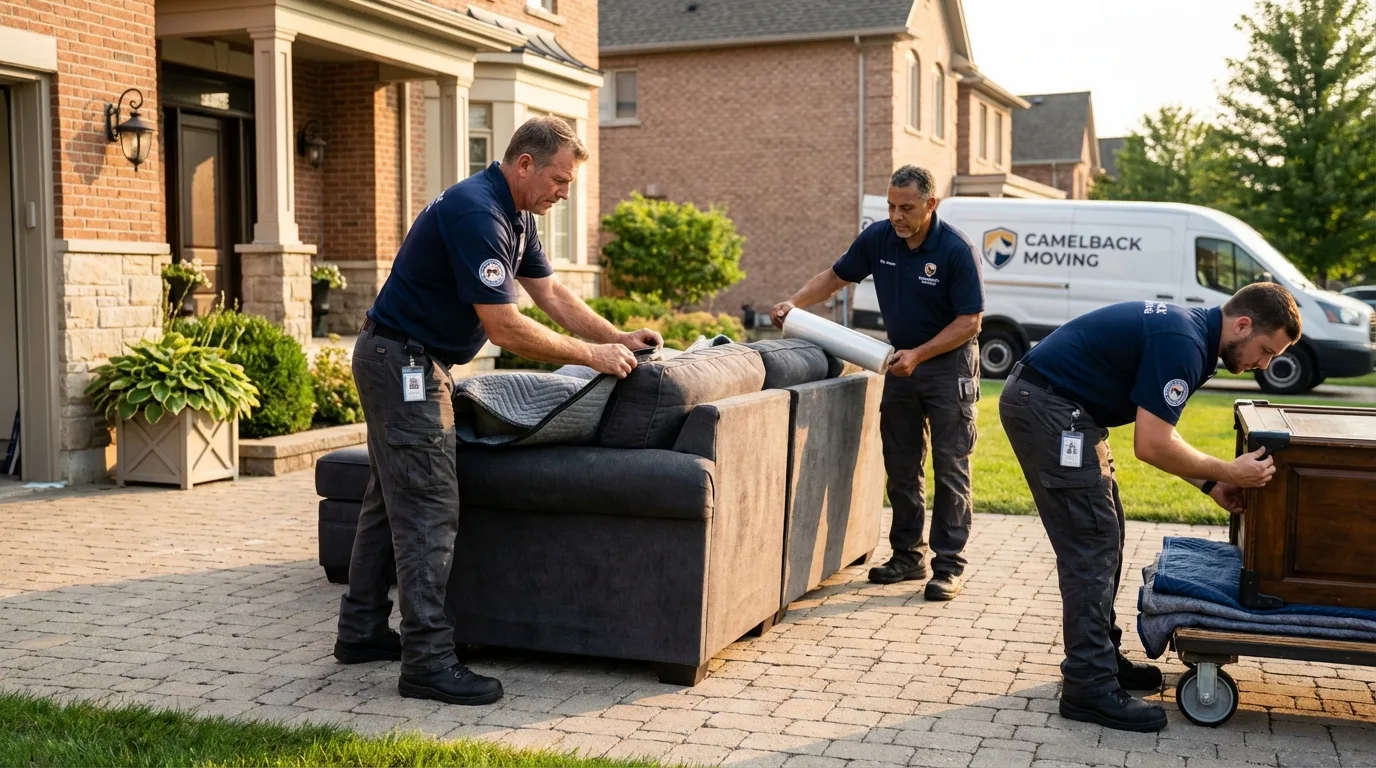 Large estate moving crew wrapping furniture in Pine Mountain, GA